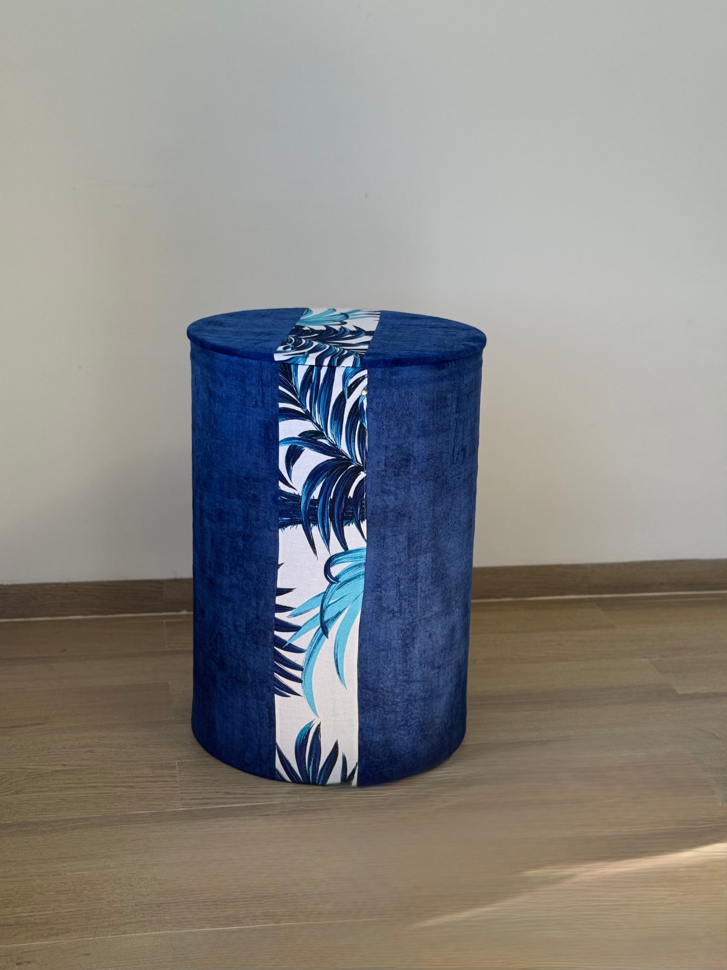 XL Ottoman- Navy Blue Print