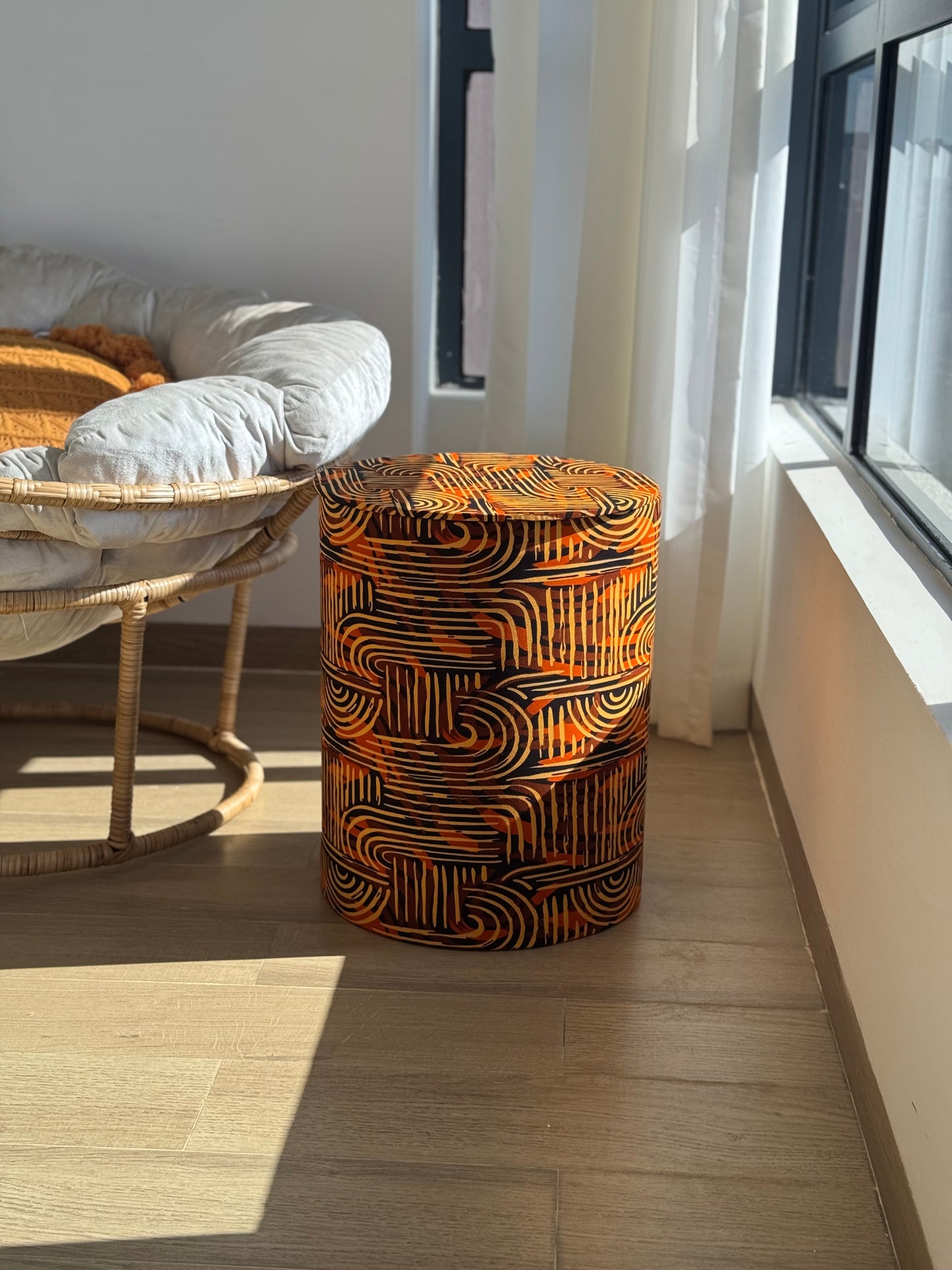 Ottoman- Brown & orange ankara print