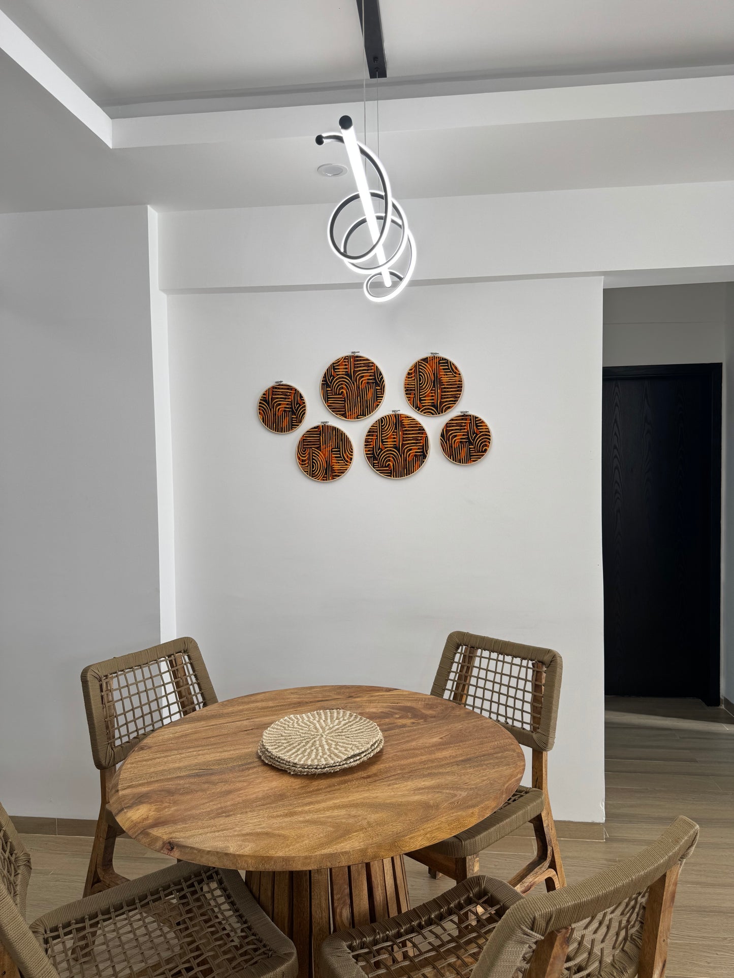 6pc Wall decor set- Brown & orange ankara print