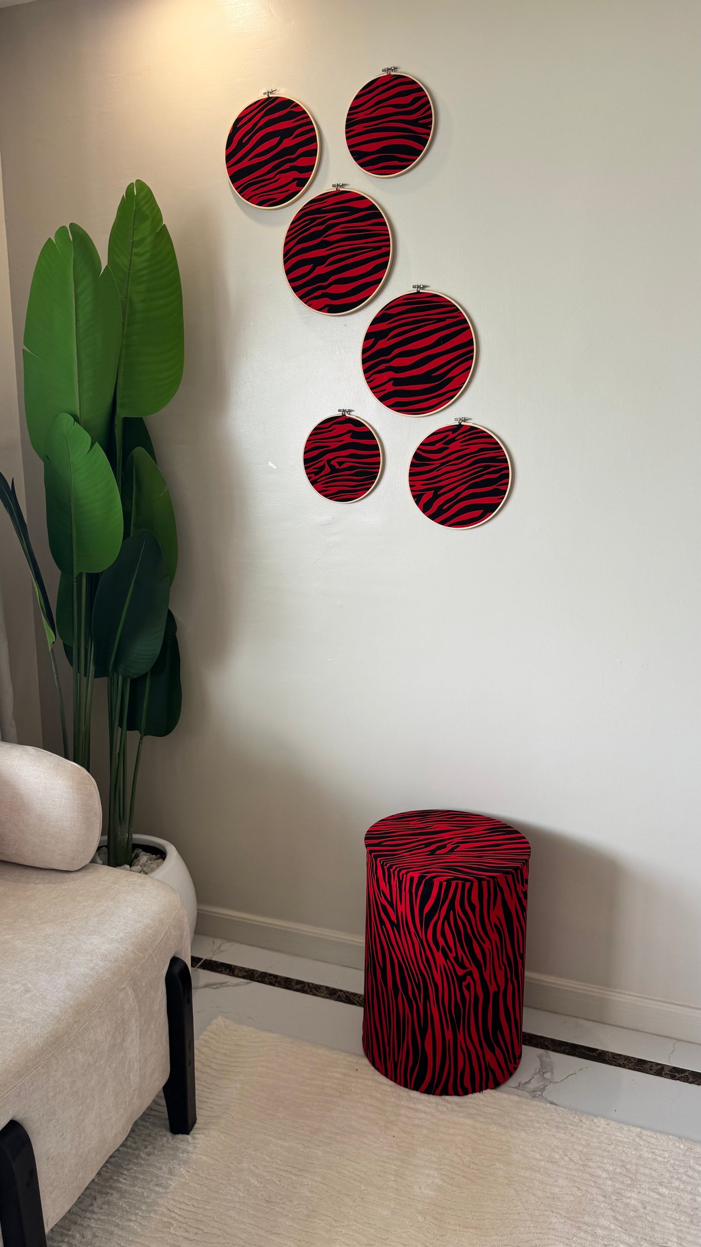 6pc Wall decor set- Red Zebra print