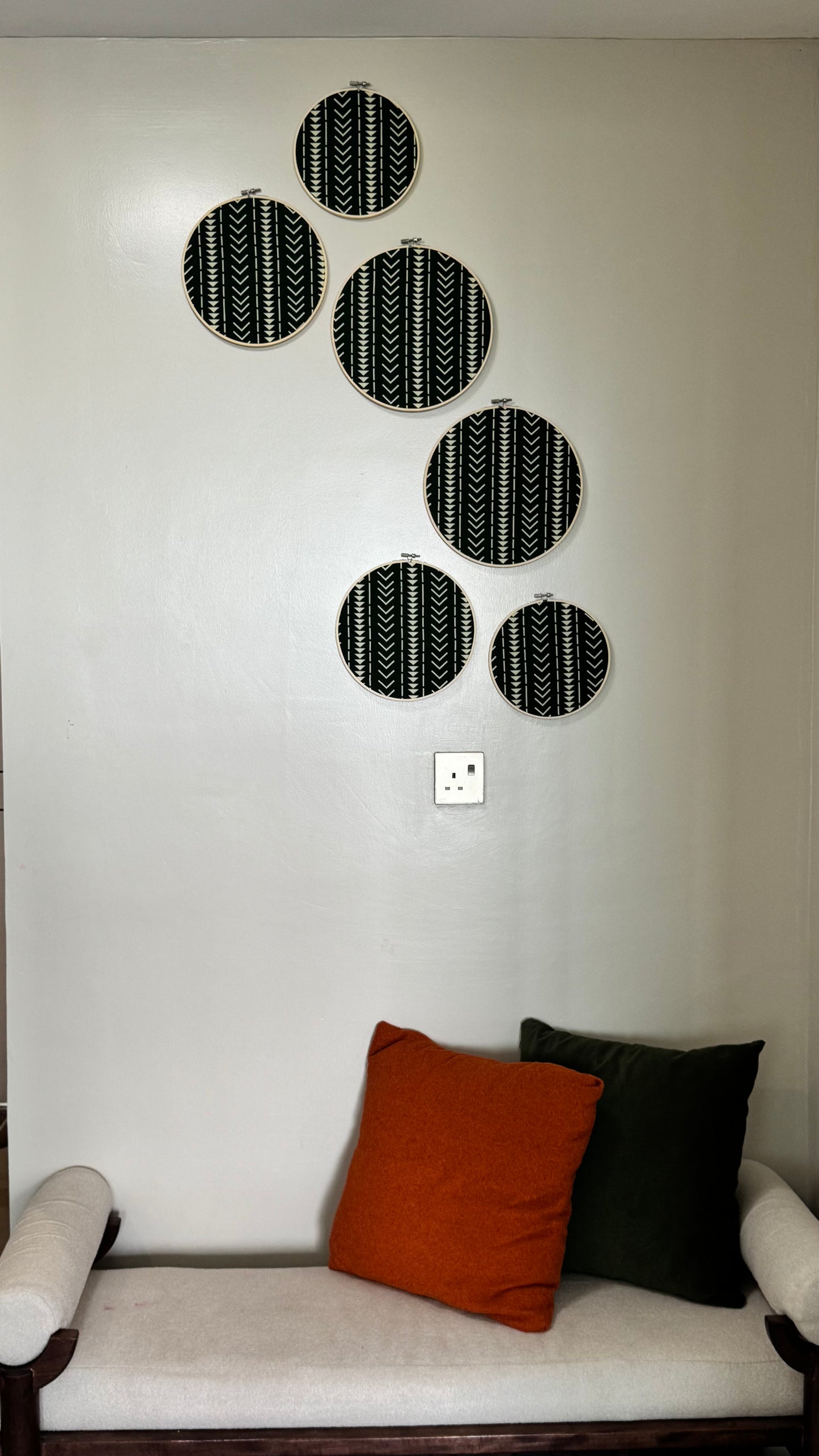 6pc Wall decor set- Olive green mudcloth print