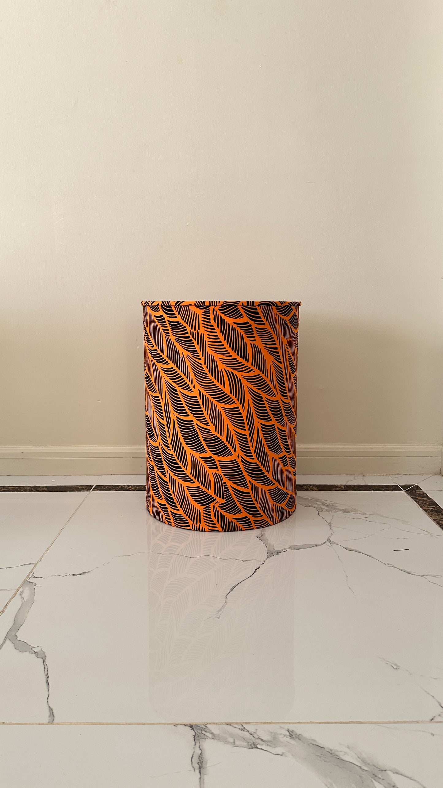 Ottoman- Orange leaf print