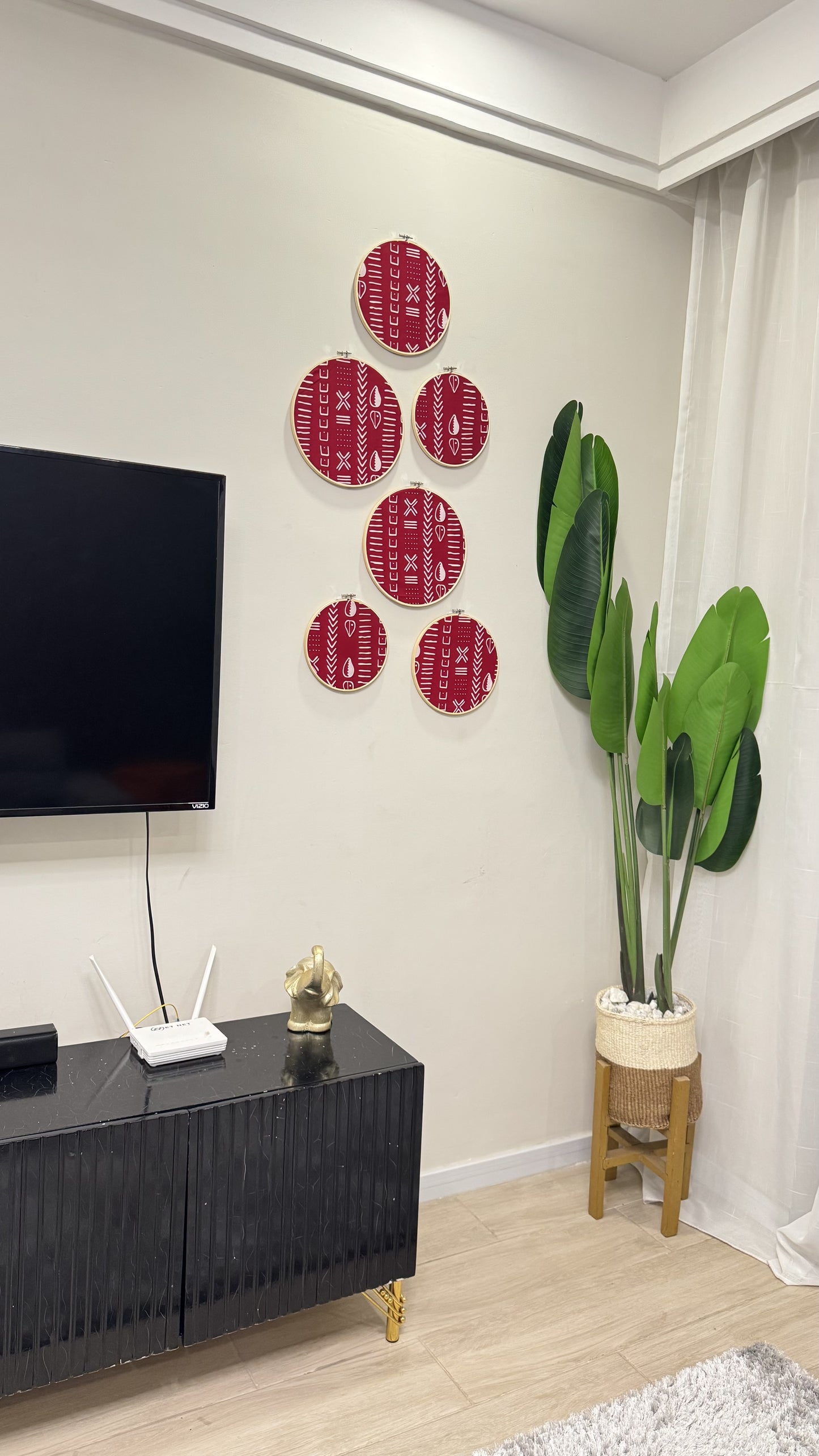 6pc Wall Decor Set- Red Ankara Print