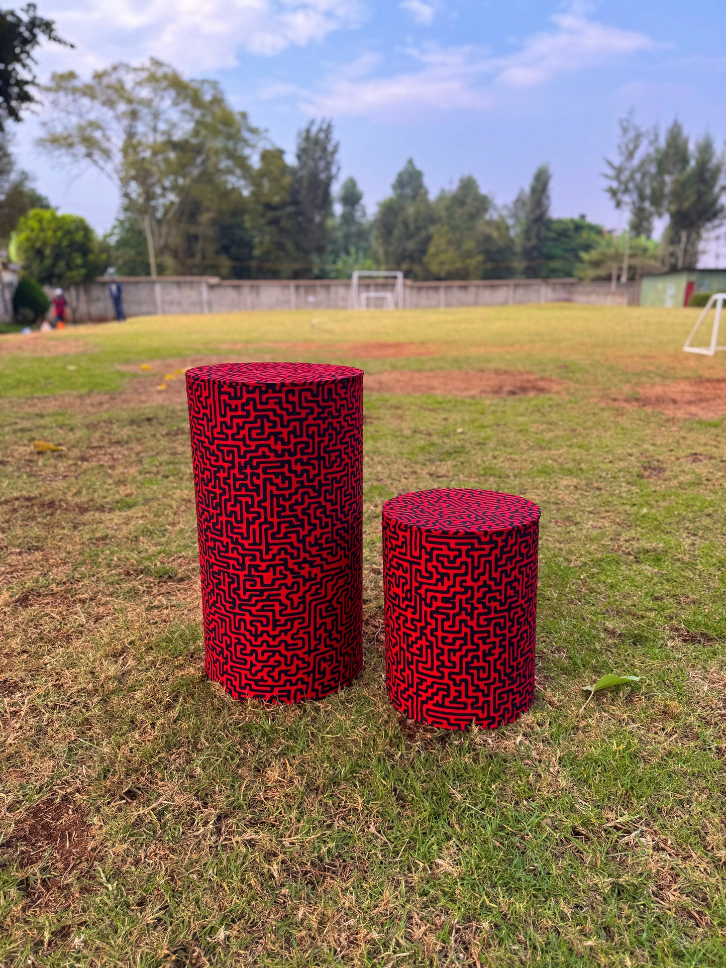 Ottoman- Red maze print