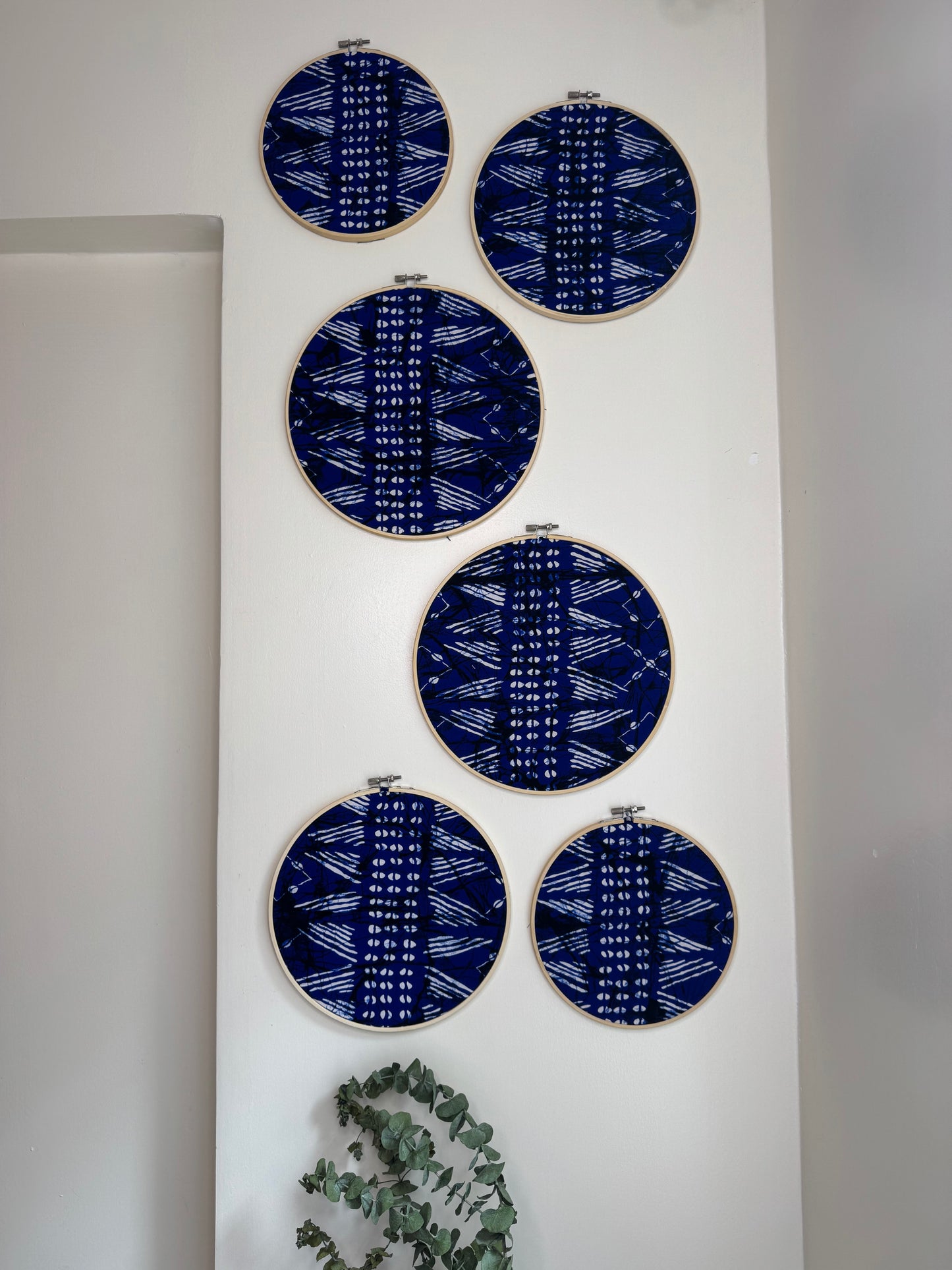 6pc Wall decor set- Blue & white ankara print