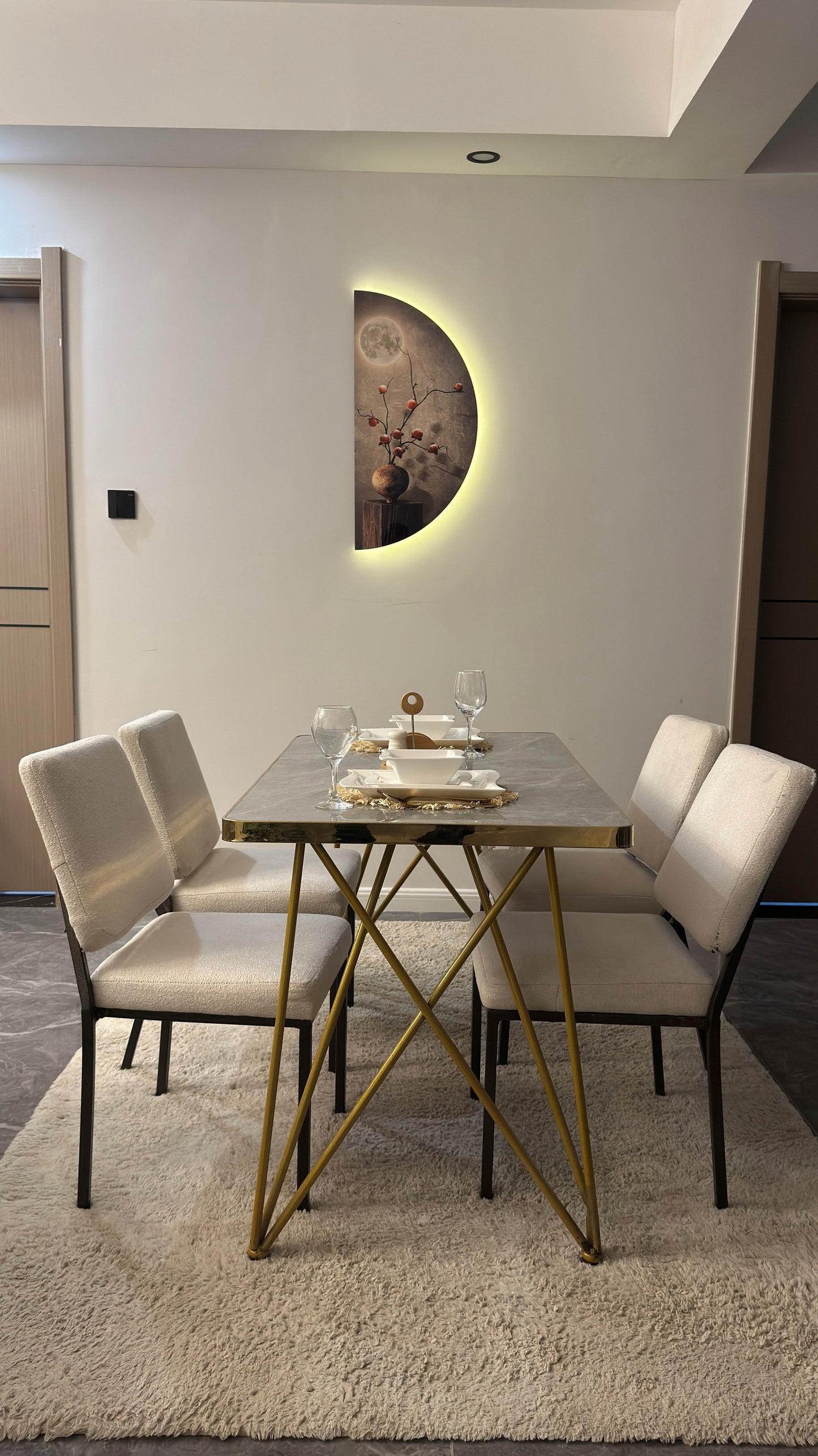 Still moon half circle LED WALL ART