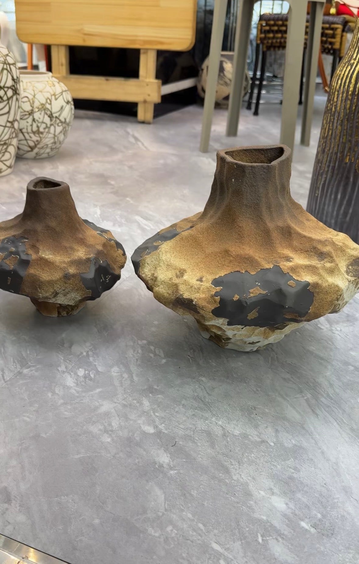 2pc Wabi Sabi Ceramic Vases