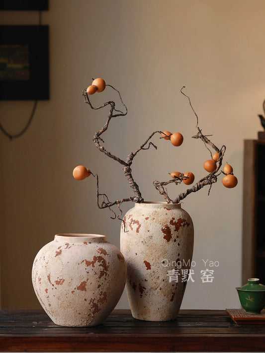 2pc Ceramic Vases- Vintage finish
