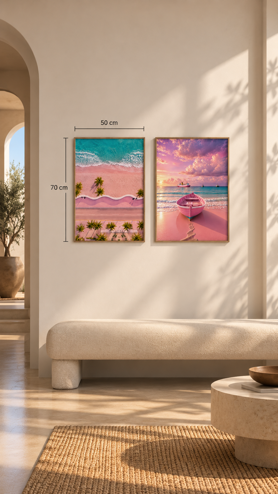 2pc Framed Wall Art (50*70cm)- Pink Paradise