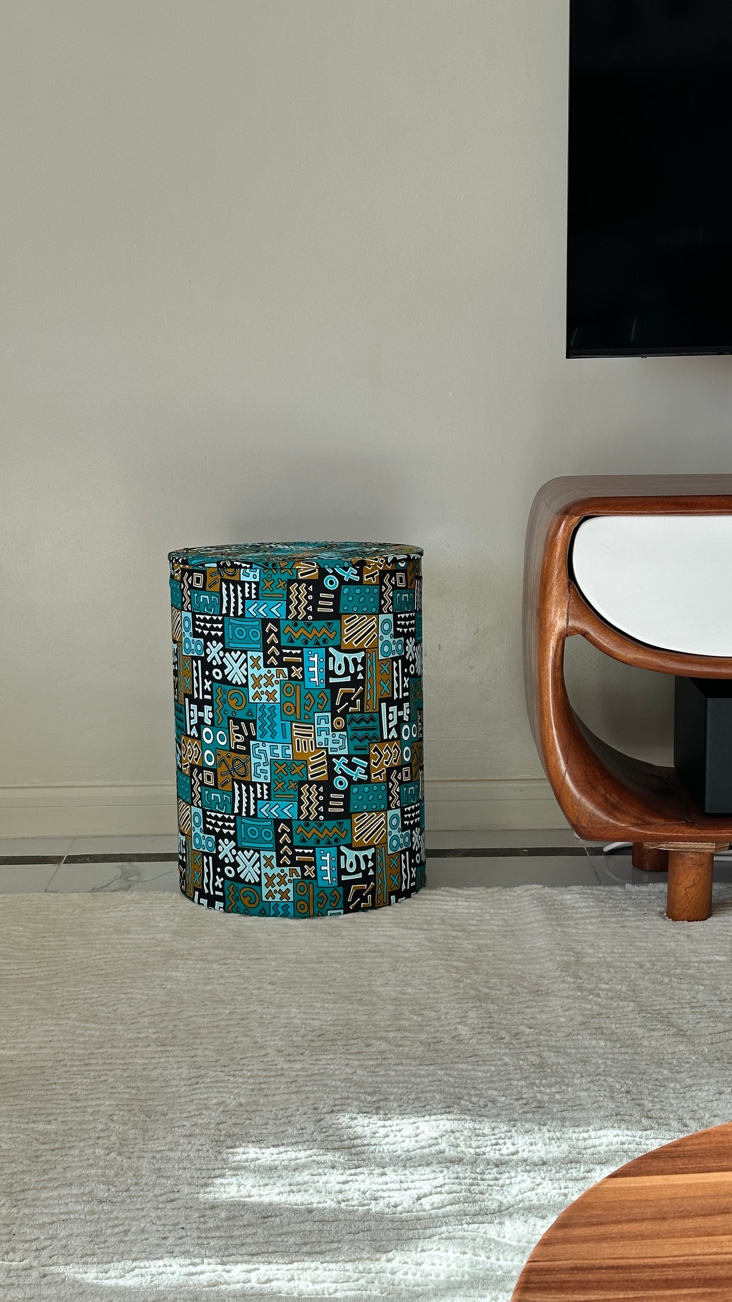 Ottoman- Turquoise abstract print