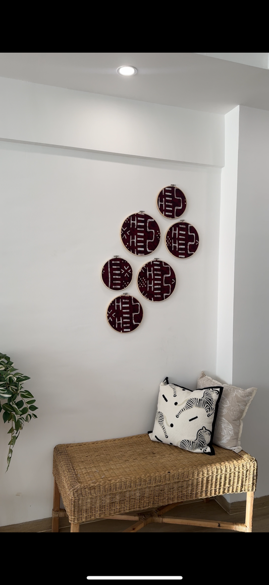 6pc wall decor set- Maroon ankara print