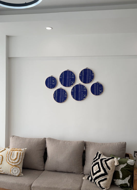 6pc wall decor set- Blue ankara print