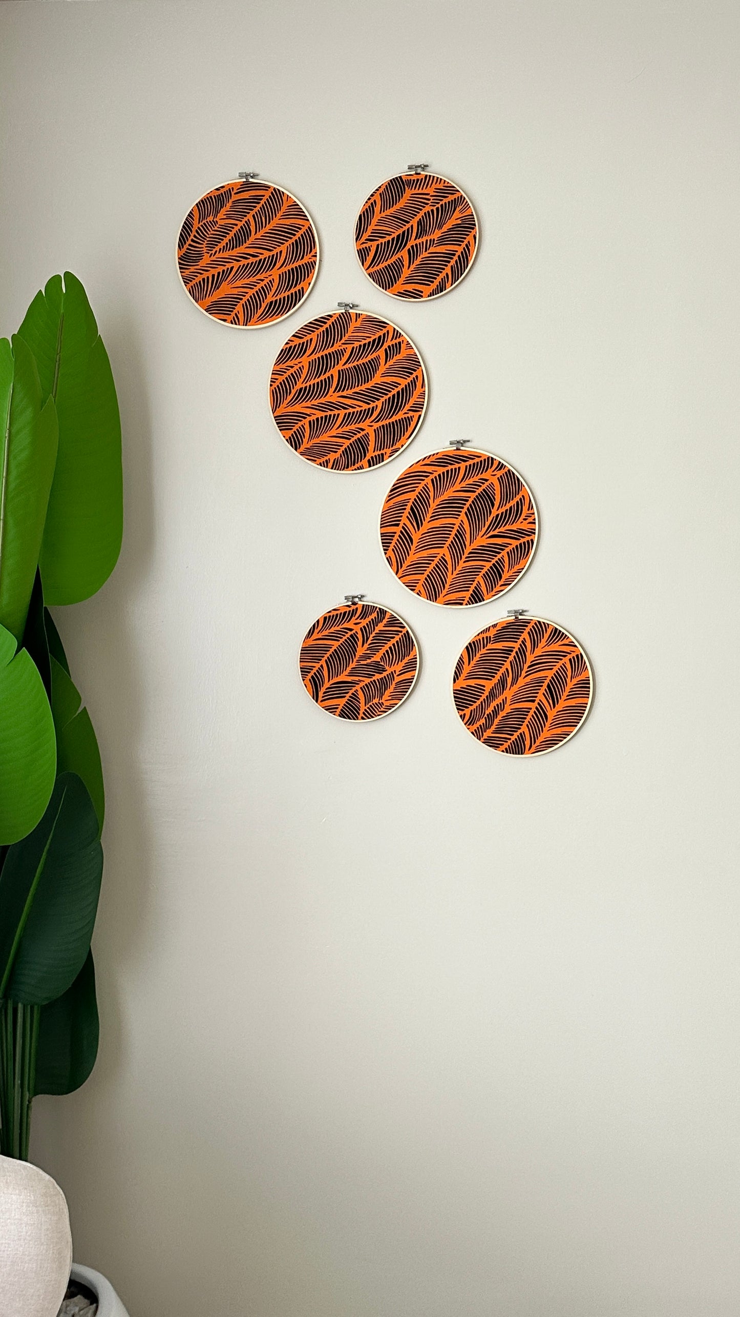 6pc Wall decor set- Orange leaf print