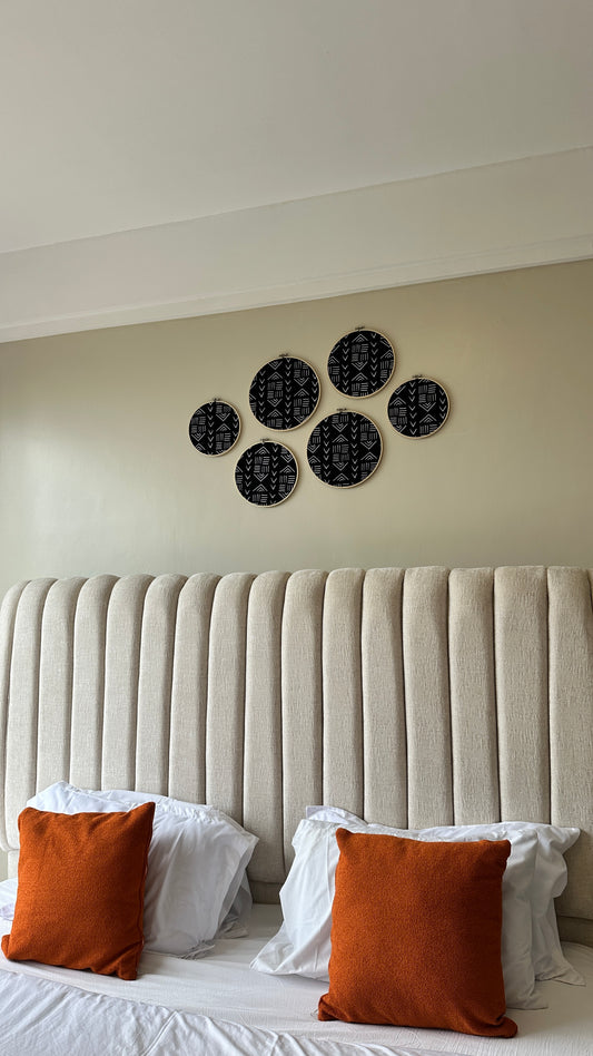 6pc Wall decor set- Black tribal print