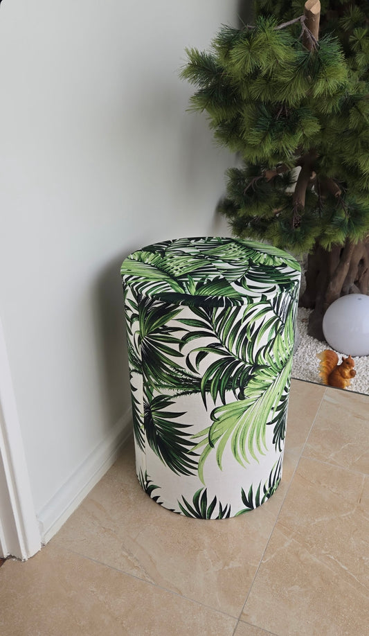 XL Ottoman - Green palm print