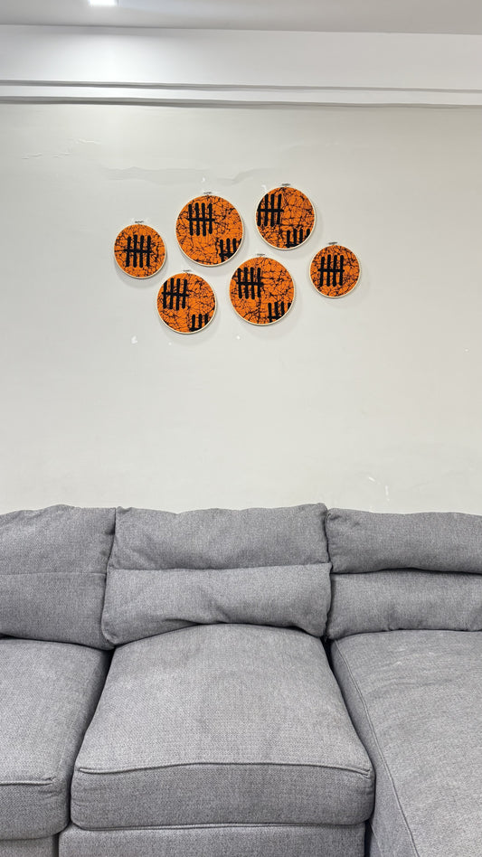6pc Wall Decor Set- Orange Ankara Print