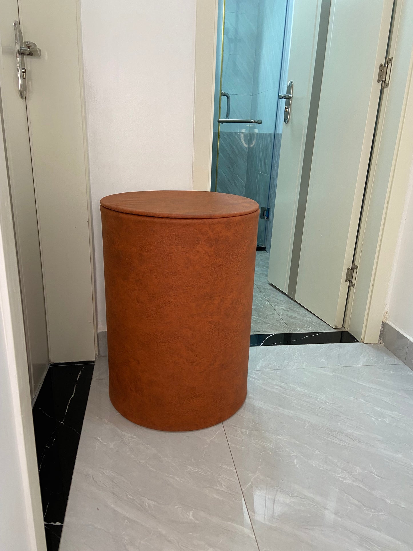 XL Ottoman- Cognac (Reddish Brown) Leather