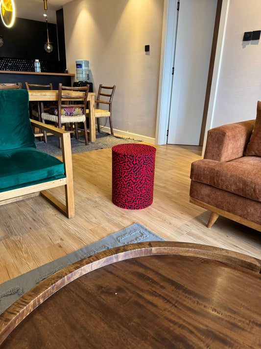 Ottoman- Red maze print