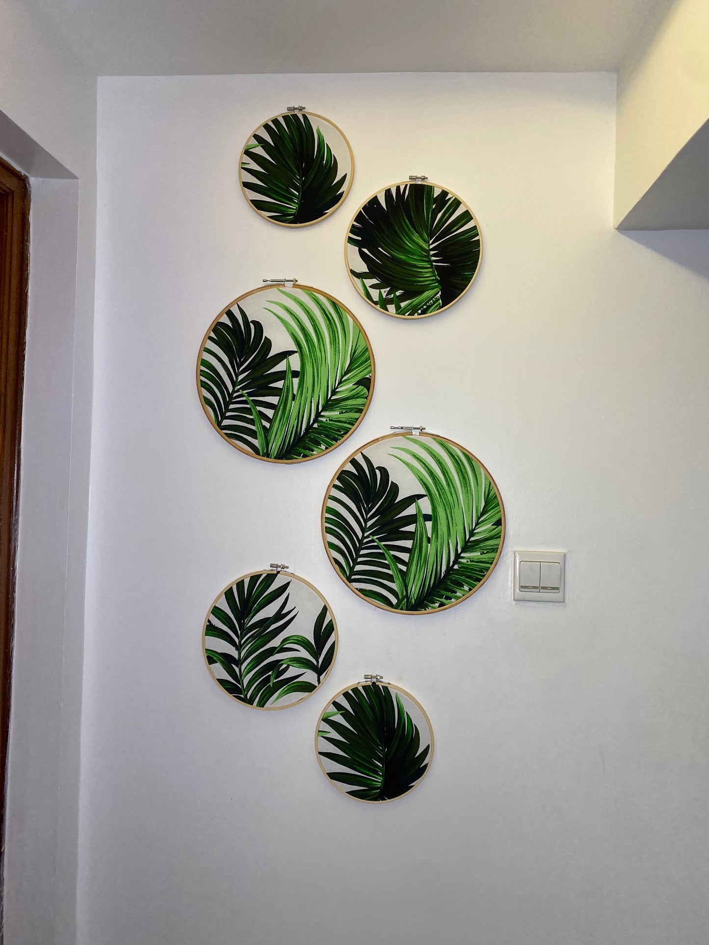 6pc wall decor set- Green palm print