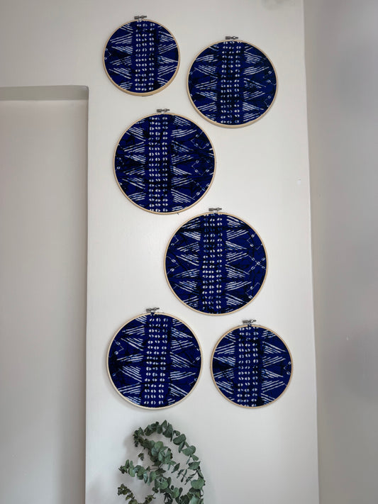 6pc Wall decor set- Blue & white ankara print