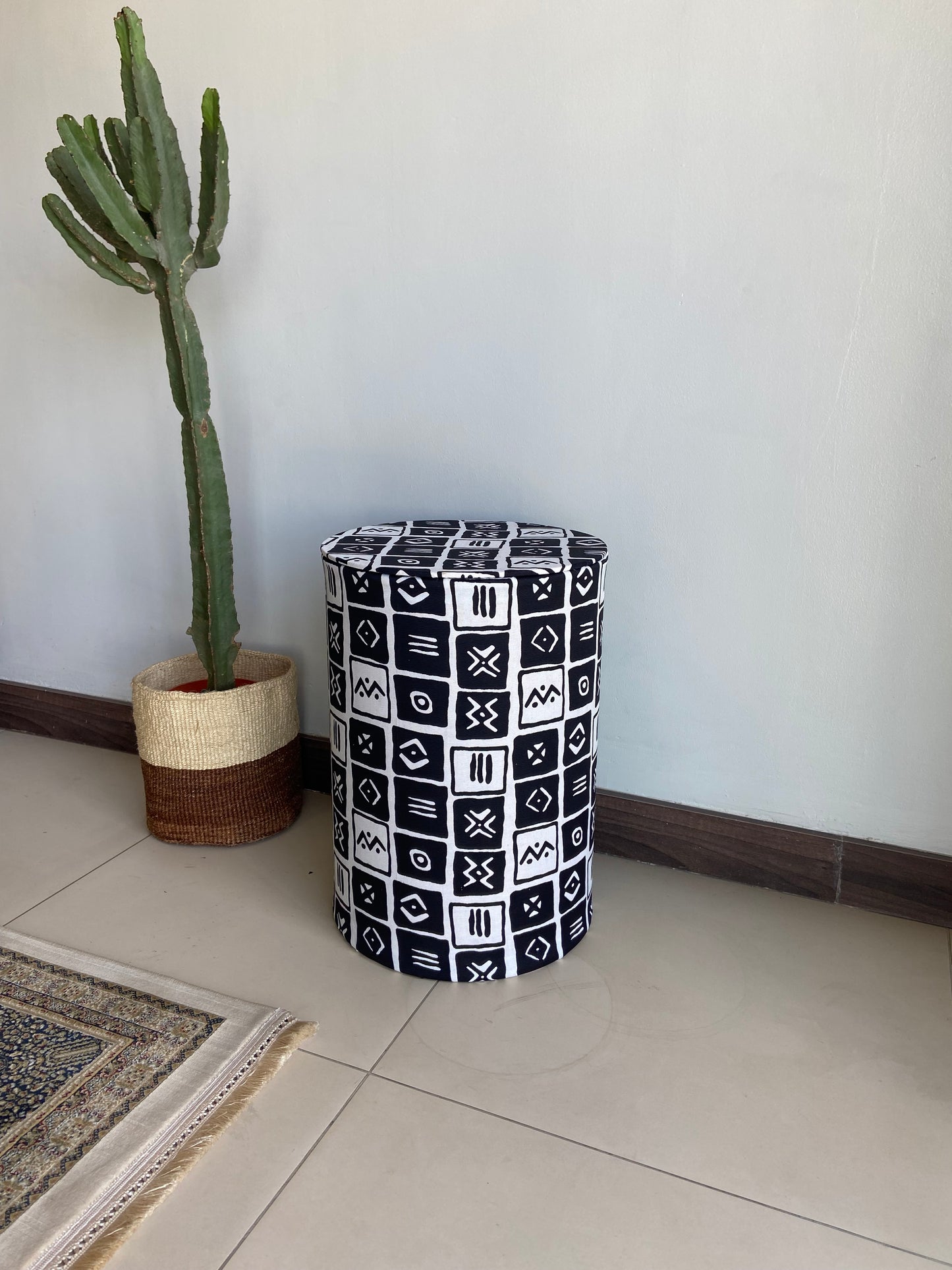 Classic ottoman- Black tribal print