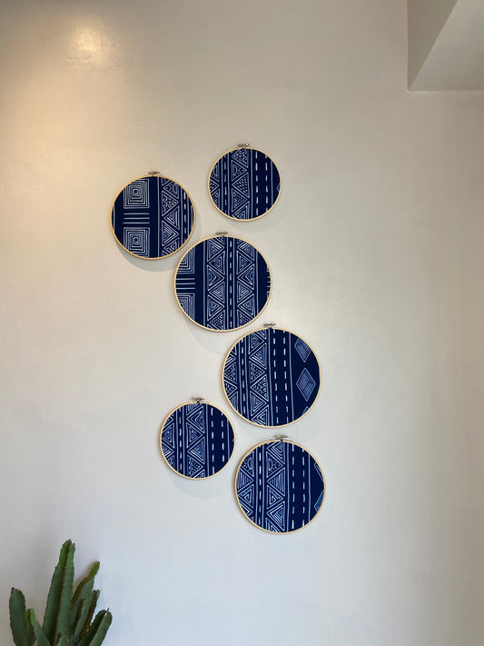 6pc Wall decor set- Navy blue ankara print