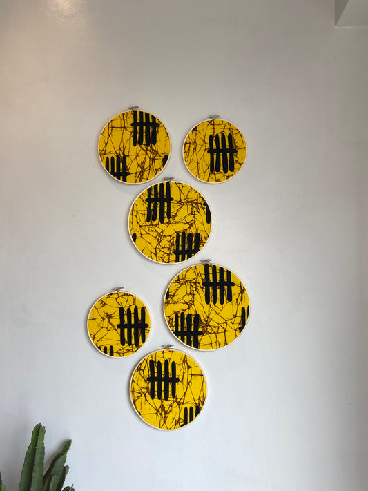 6pc wall decor set- Yellow ankara print