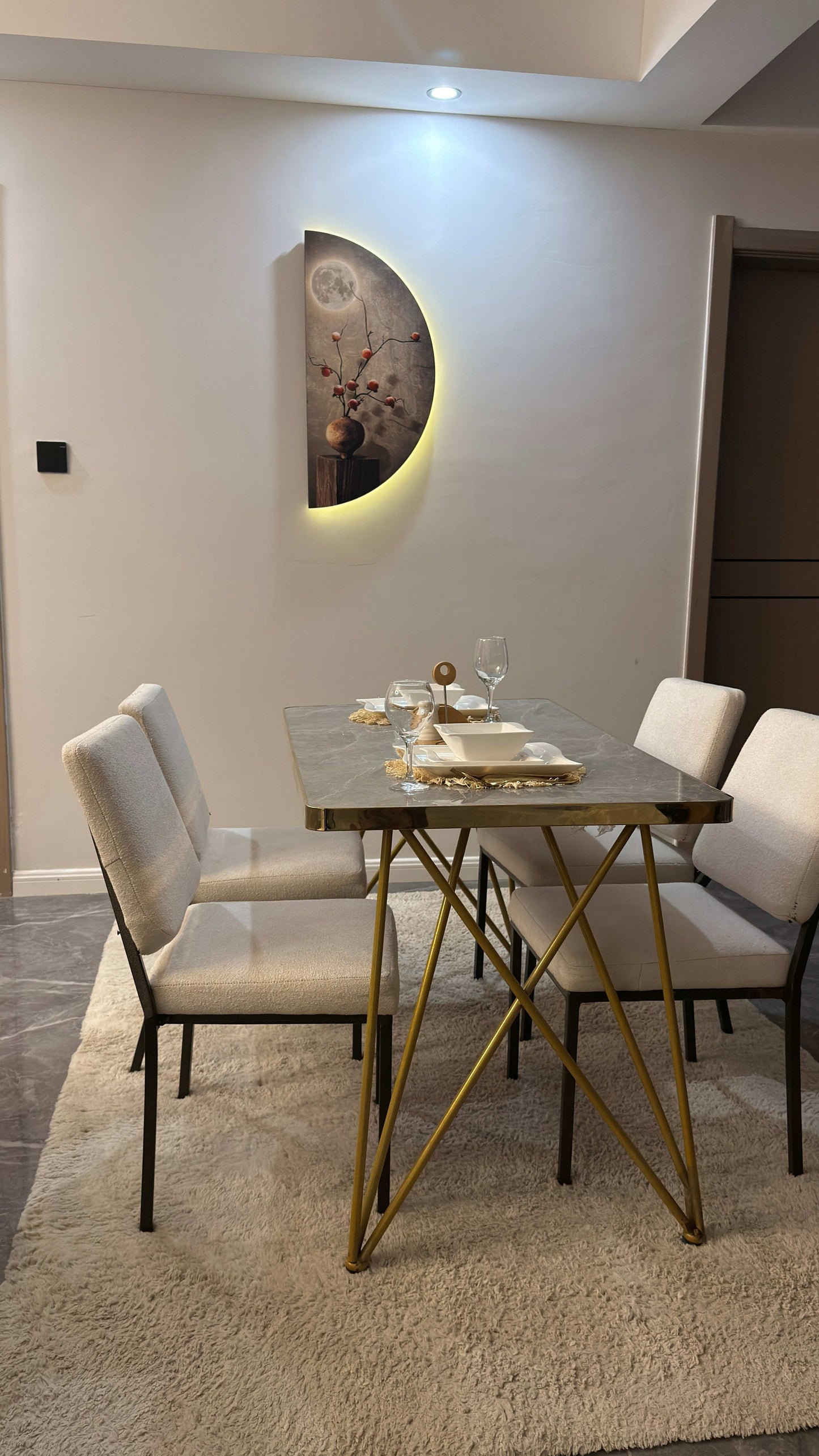 Still moon half circle LED WALL ART