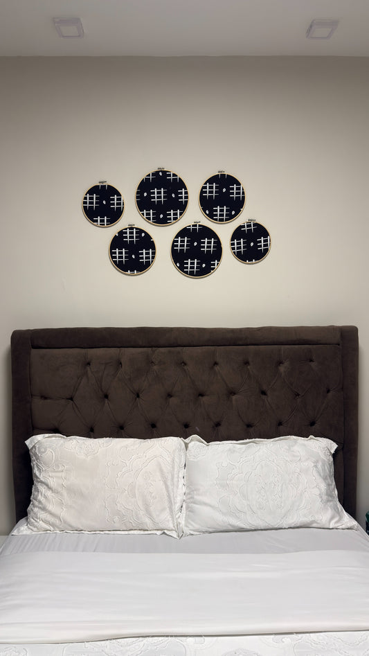 6pc Wall Decor Set- Black Ankara Print