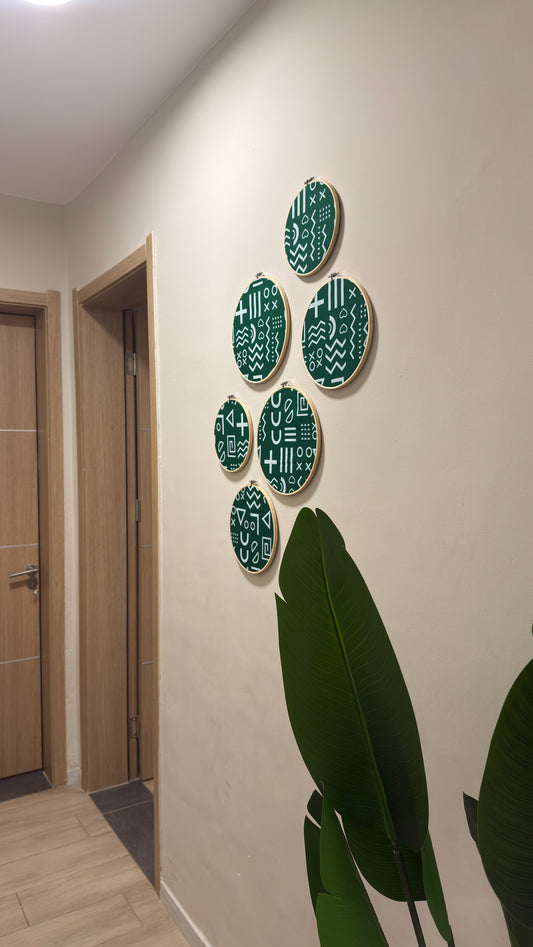 6pc Wall Decor Set- Green Ankara Print