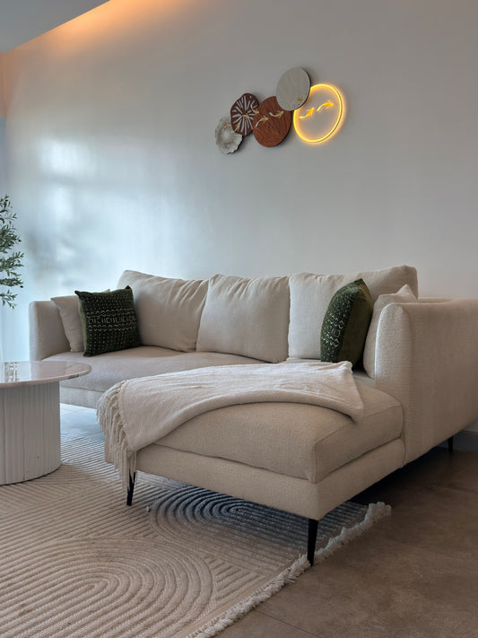 Abstract Gold & White Circular LED WALL ART